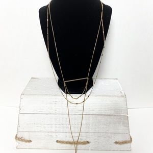 Long multiple chain gold elegant necklace